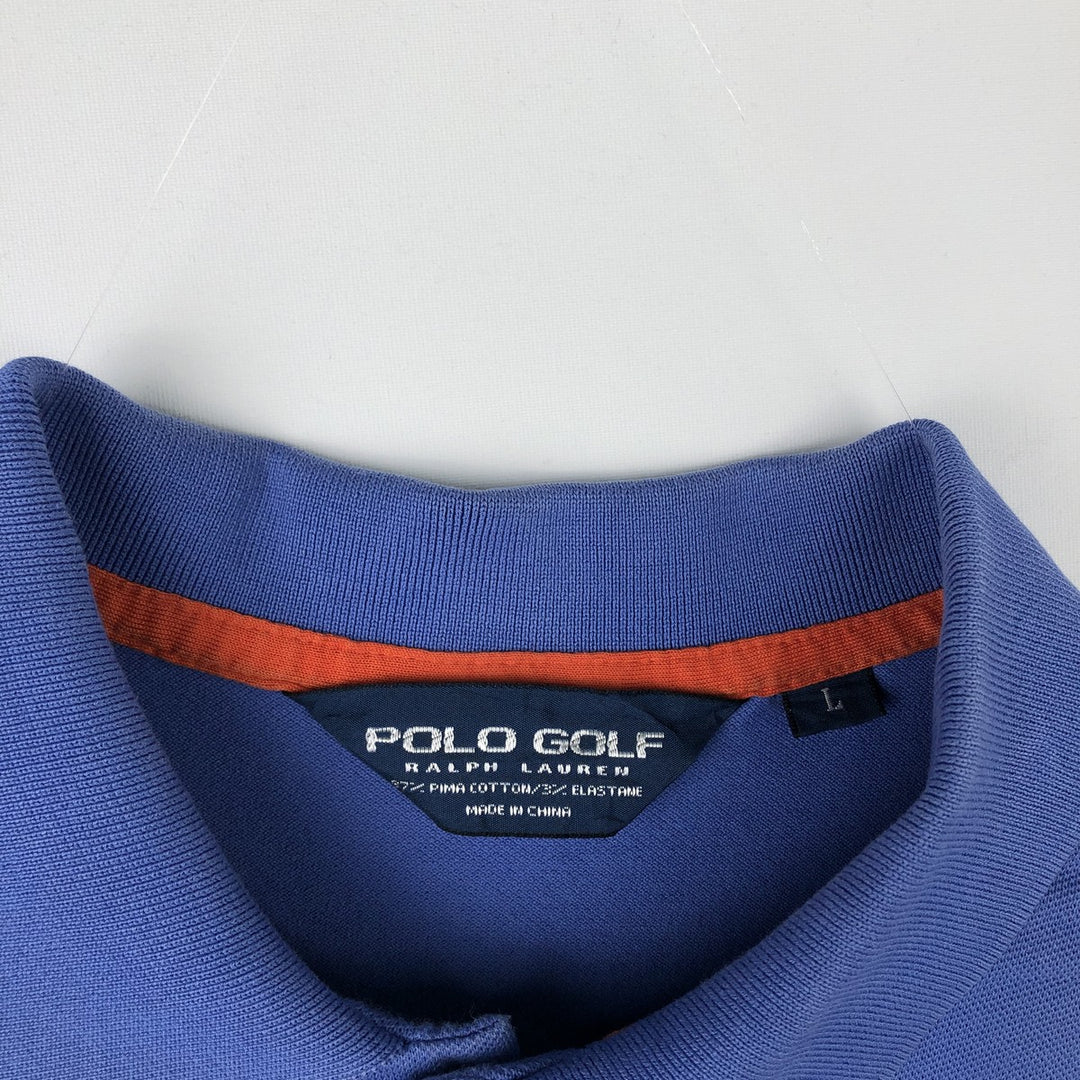 Ralph Lauren POLO GOLF Polo Golf short sleeve polo shirt for men size L Pima Cotton Blue type light blue Vintage Second Hand
