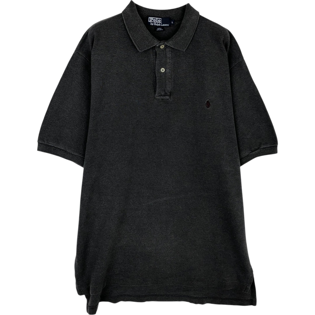 Ralph Lauren POLO by Ralph Lauren short sleeve polo shirt, men's size L cotton Charcoal Vintage Second Hand