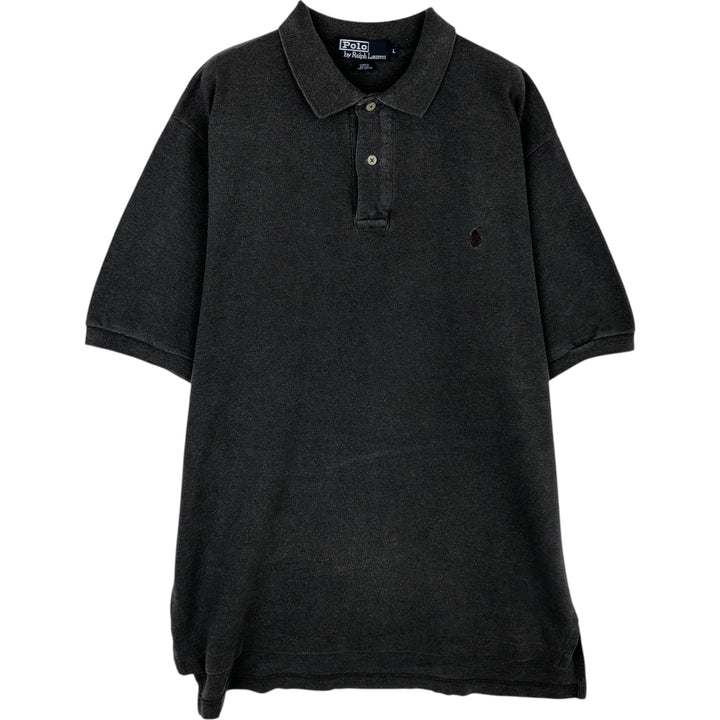Ralph Lauren POLO by Ralph Lauren short sleeve polo shirt, men's size L cotton Charcoal Vintage Second Hand