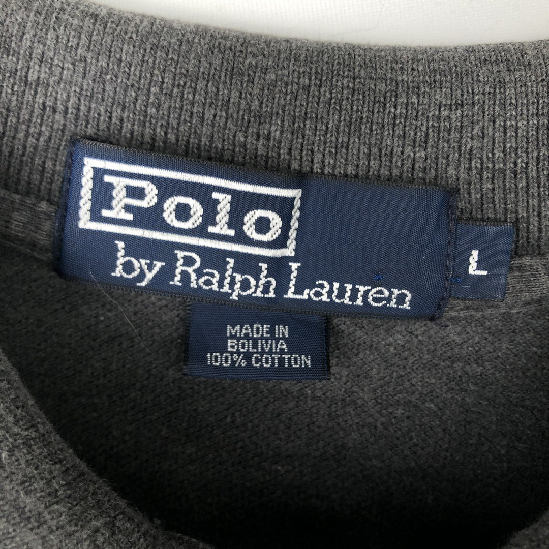 Ralph Lauren POLO by Ralph Lauren short sleeve polo shirt, men's size L cotton Charcoal Vintage Second Hand