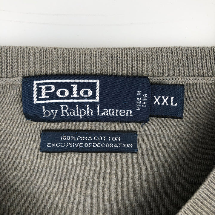 Ralph Lauren POLO by Ralph Lauren Cotton Knit Sweater Men's XXL Pima Cotton gray type Vintage Second Hand