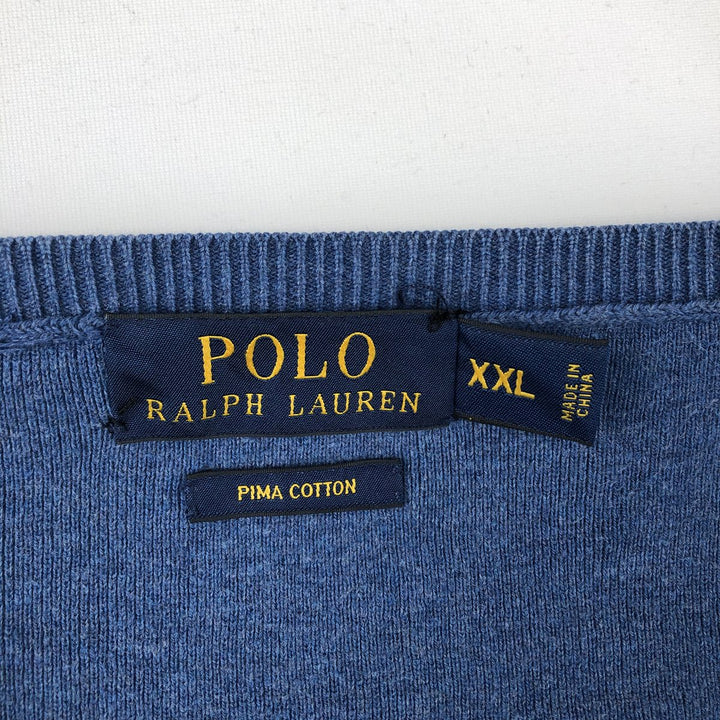 Ralph Lauren POLO RALPH LAUREN Pima Cotton Knit Sweater, Men's XXL Pima Cotton blue type Vintage Second Hand
