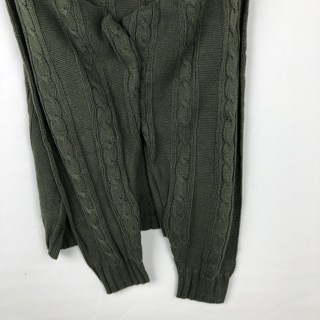 90'S J.Crew linen and cotton knit sweater, men's size XL, vintage cable knit linen Green type dark green Vintage Second Hand