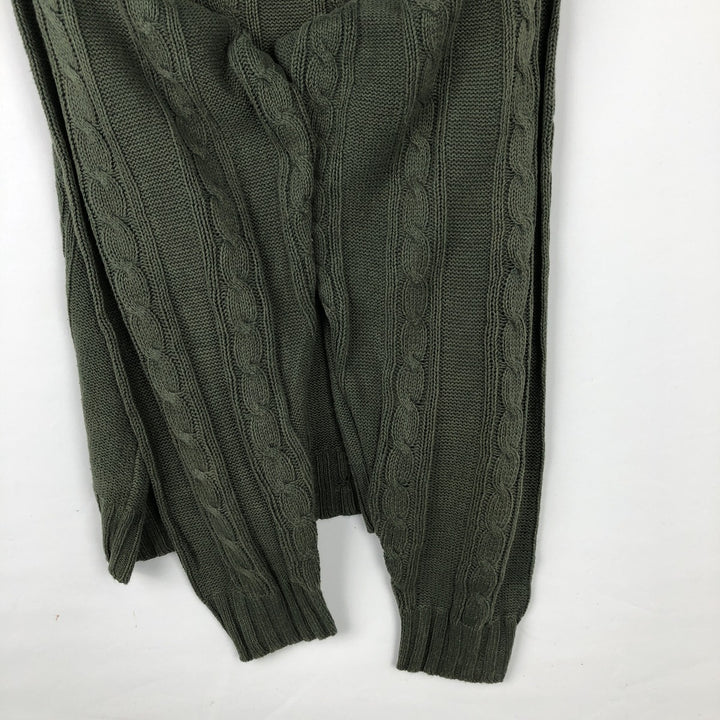90'S J.Crew linen and cotton knit sweater, men's size XL, vintage cable knit linen Green type dark green Vintage Second Hand