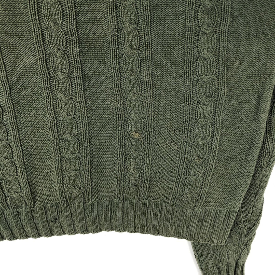 90'S J.Crew linen and cotton knit sweater, men's size XL, vintage cable knit linen Green type dark green Vintage Second Hand