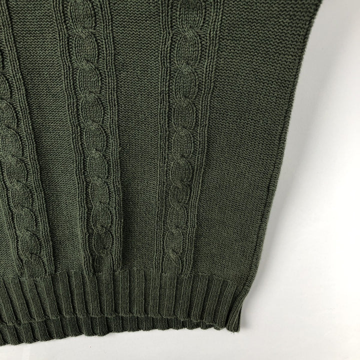 90'S J.Crew linen and cotton knit sweater, men's size XL, vintage cable knit linen Green type dark green Vintage Second Hand