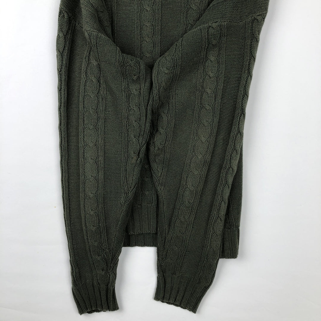 90'S J.Crew linen and cotton knit sweater, men's size XL, vintage cable knit linen Green type dark green Vintage Second Hand