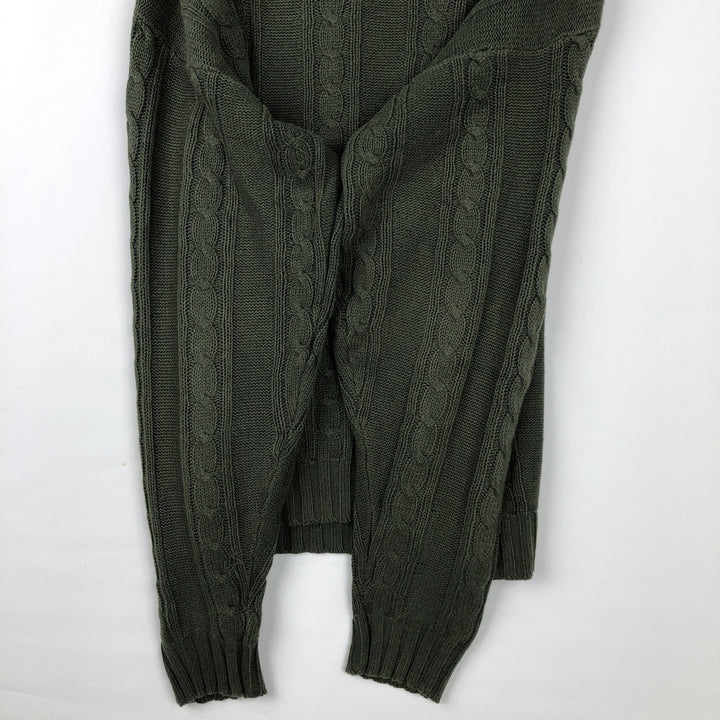 90'S J.Crew linen and cotton knit sweater, men's size XL, vintage cable knit linen Green type dark green Vintage Second Hand
