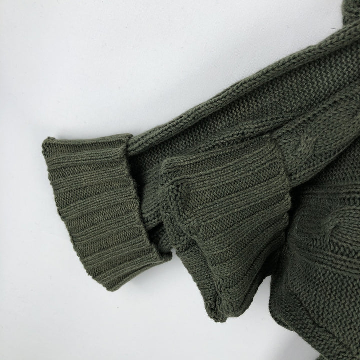 90'S J.Crew linen and cotton knit sweater, men's size XL, vintage cable knit linen Green type dark green Vintage Second Hand
