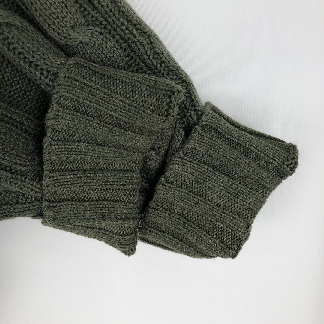 90'S J.Crew linen and cotton knit sweater, men's size XL, vintage cable knit linen Green type dark green Vintage Second Hand