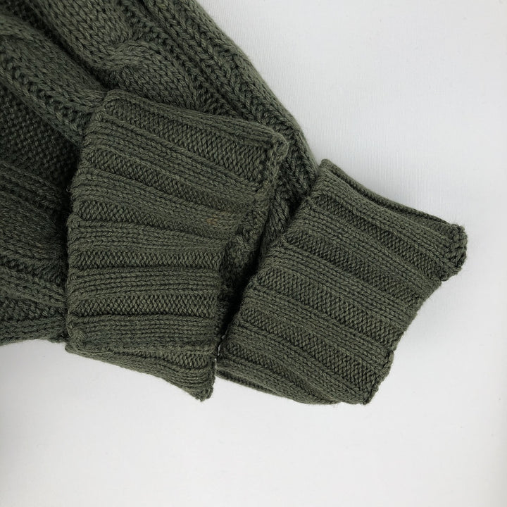 90'S J.Crew linen and cotton knit sweater, men's size XL, vintage cable knit linen Green type dark green Vintage Second Hand