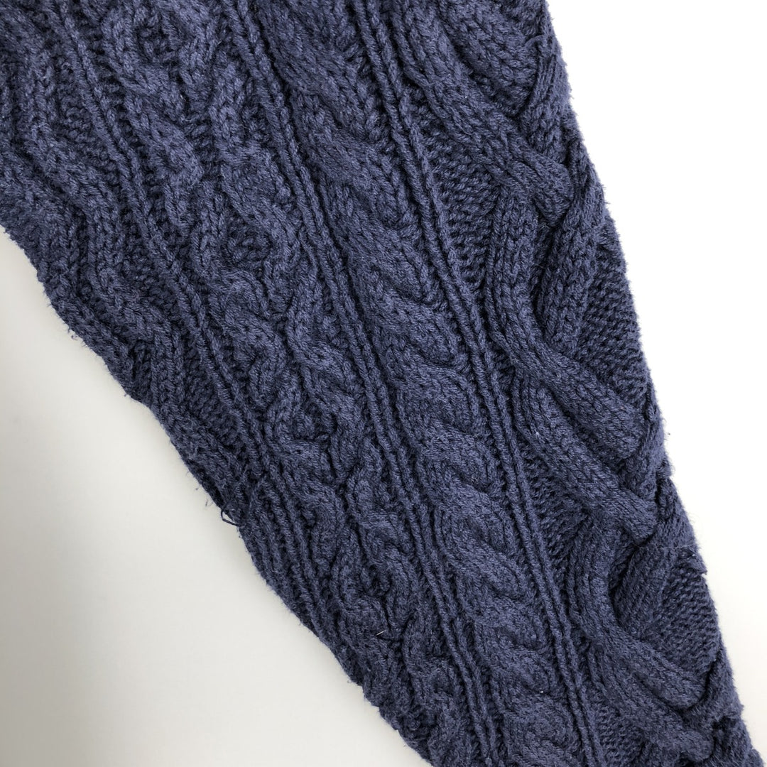 Vintage 90'S Eddie Bauer cable knit cotton sweater, size M, men's cotton navy blue type Vintage Second Hand