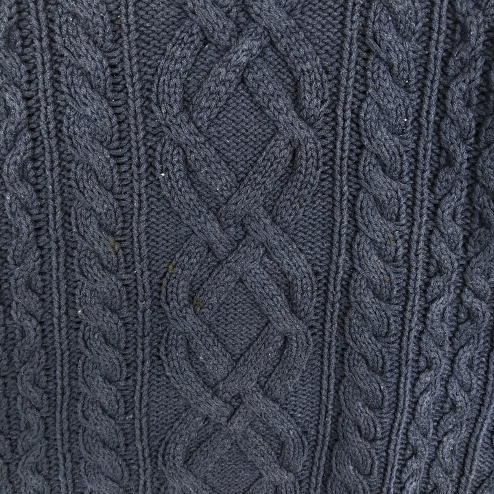 Vintage 90'S Eddie Bauer cable knit cotton sweater, size M, men's cotton navy blue type Vintage Second Hand