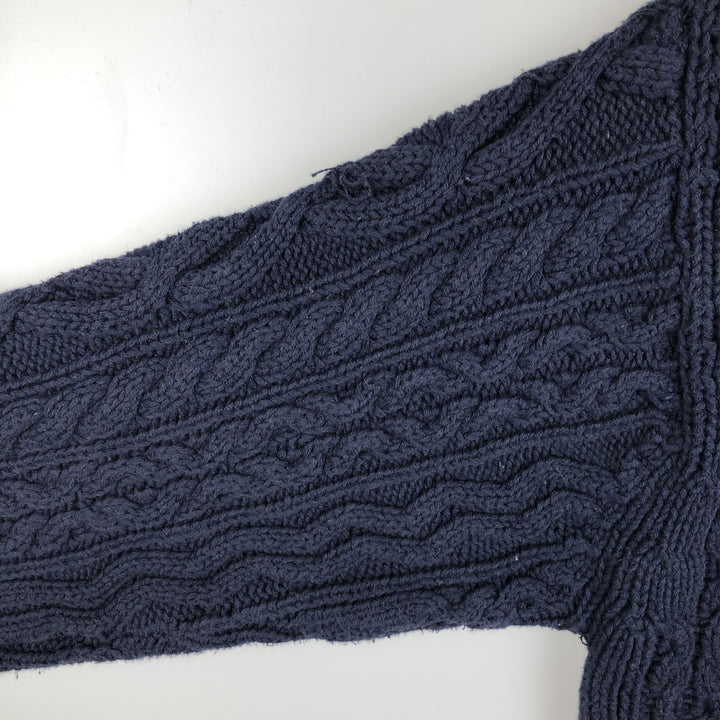 Vintage 90'S Eddie Bauer cable knit cotton sweater, size M, men's cotton navy blue type Vintage Second Hand