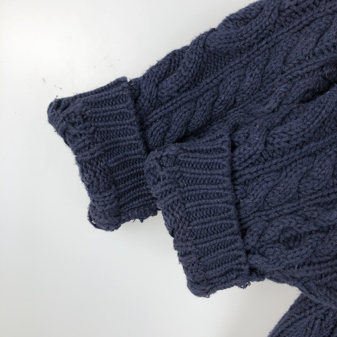 Vintage 90'S Eddie Bauer cable knit cotton sweater, size M, men's cotton navy blue type Vintage Second Hand