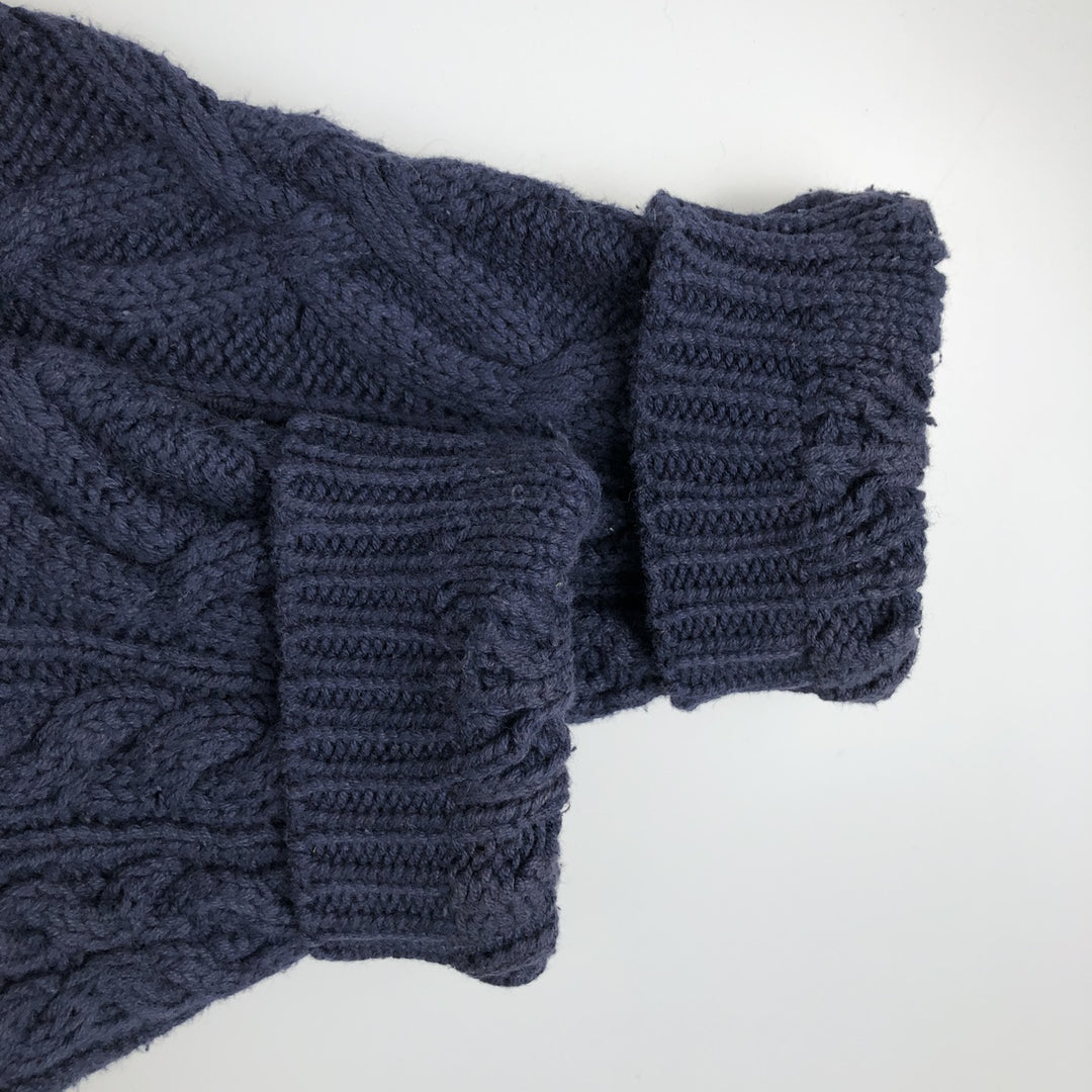Vintage 90'S Eddie Bauer cable knit cotton sweater, size M, men's cotton navy blue type Vintage Second Hand