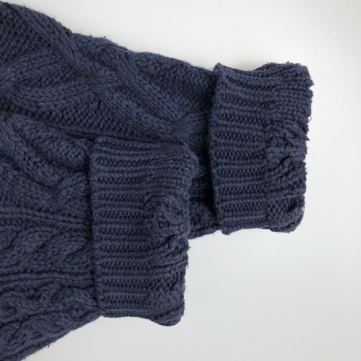 Vintage 90'S Eddie Bauer cable knit cotton sweater, size M, men's cotton navy blue type Vintage Second Hand