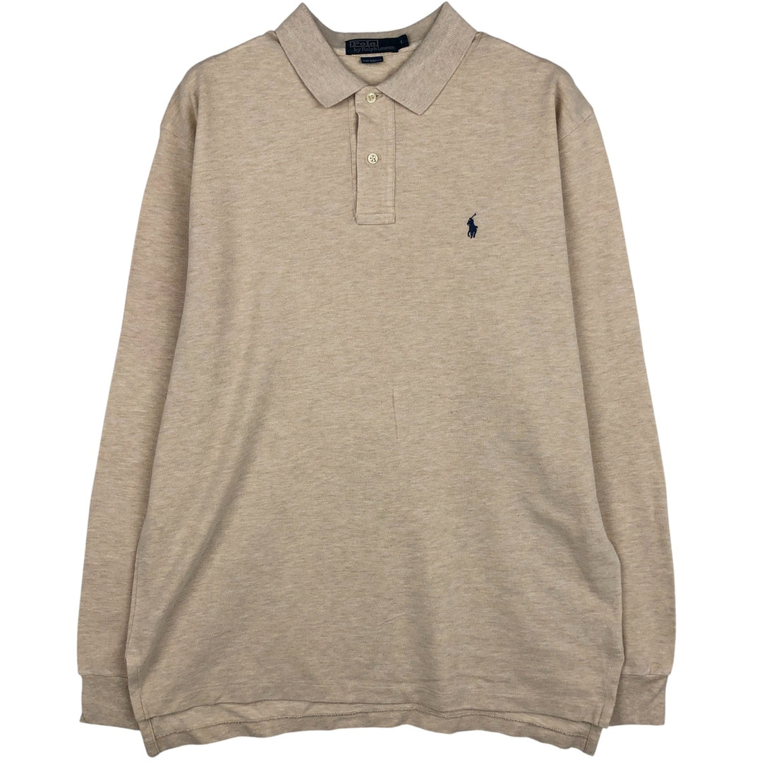 Ralph Lauren POLO by Ralph Lauren long sleeve polo shirt, men's size L cotton ivory Vintage Second Hand