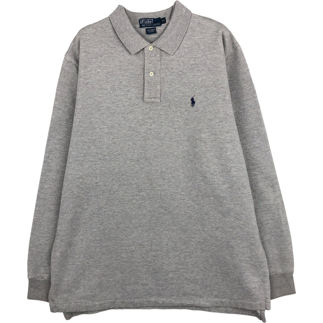 Ralph Lauren POLO by Ralph Lauren long sleeve polo shirt, men's XL size cotton gray type Vintage Second Hand
