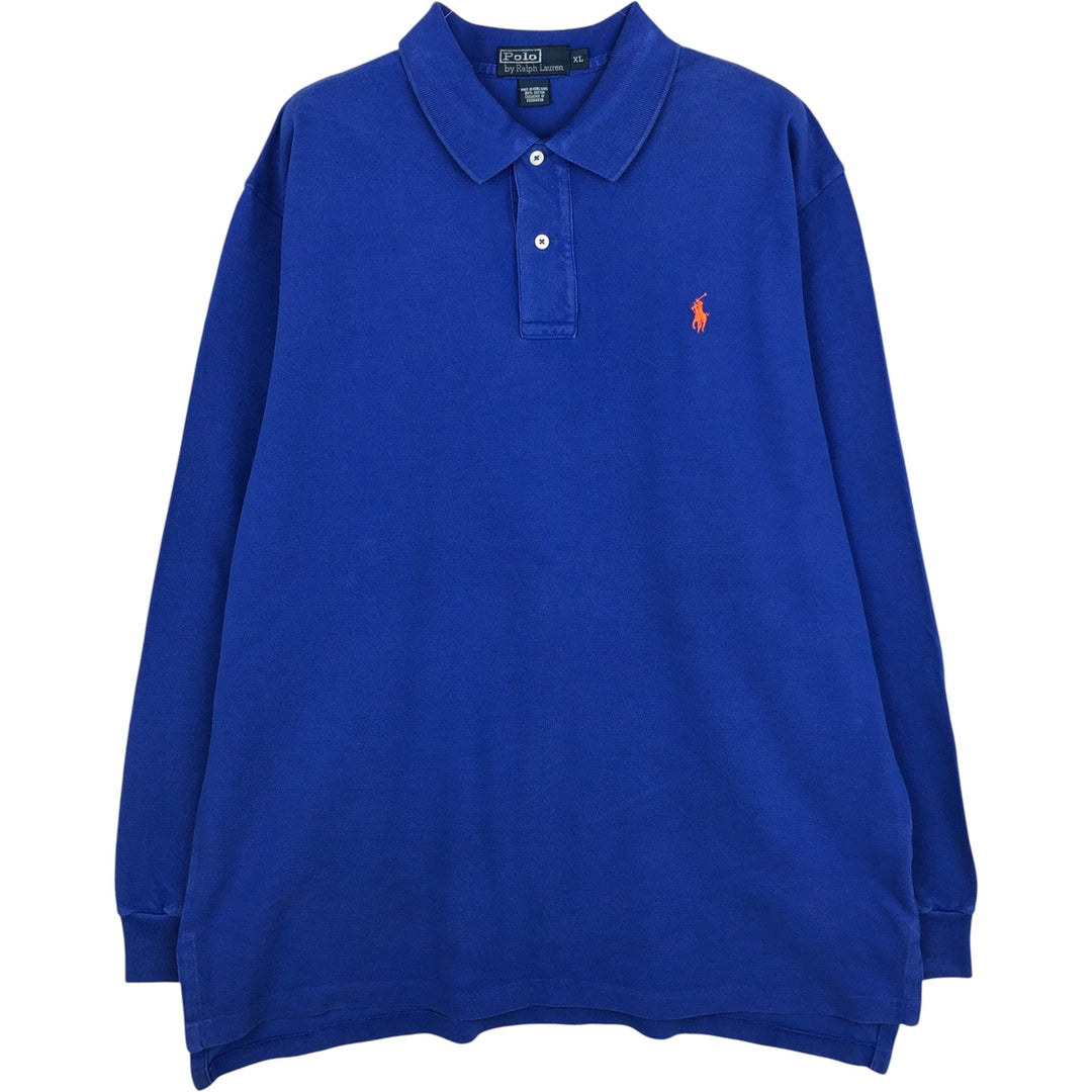 Ralph Lauren POLO by Ralph Lauren long sleeve polo shirt, men's XL size cotton blue type Vintage Second Hand