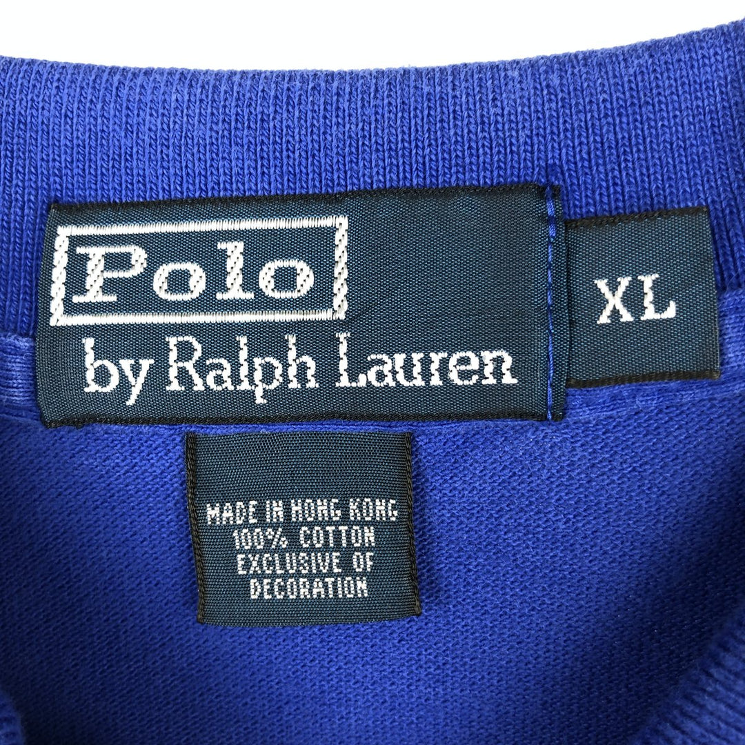Ralph Lauren POLO by Ralph Lauren long sleeve polo shirt, men's XL size cotton blue type Vintage Second Hand