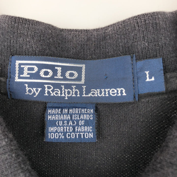 Vintage 90'S Ralph Lauren POLO by Ralph Lauren long-sleeved polo shirt, Made in USA, Men's Size L cotton black type Vintage Second Hand
