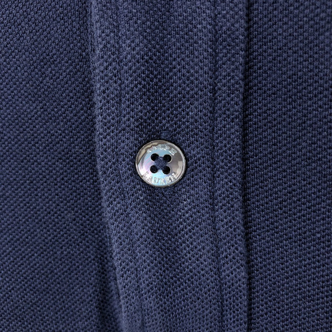Ralph Lauren POLO by Ralph Lauren Mercerized Pima Mesh Long Sleeve Polo Shirt, Men's XL Pima Cotton navy blue type Vintage Second Hand