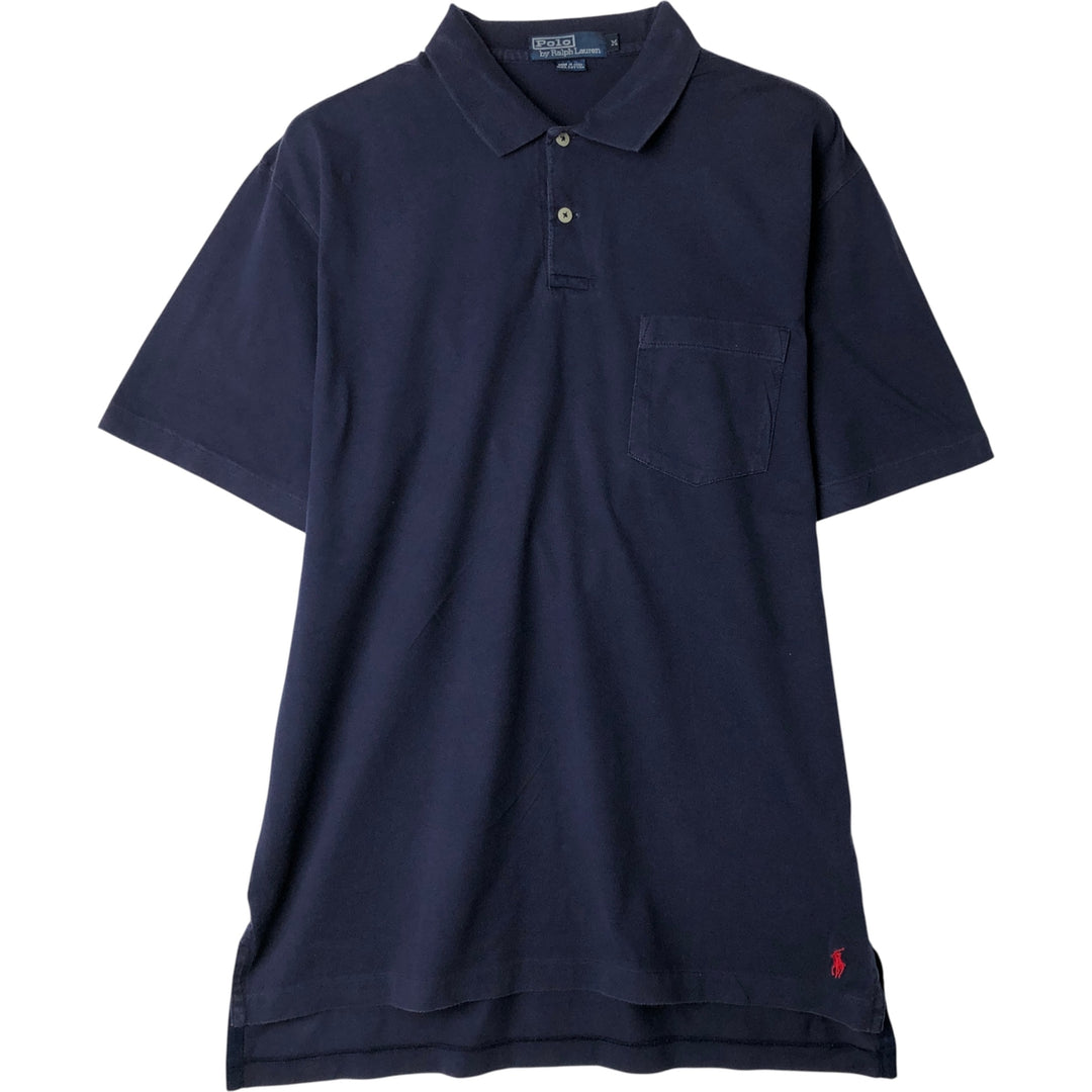 Ralph Lauren POLO by Ralph Lauren short sleeve polo shirt, men's size M cotton navy blue type Vintage Second Hand