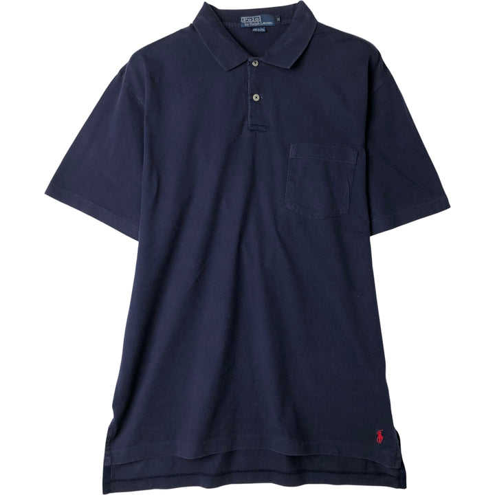 Ralph Lauren POLO by Ralph Lauren short sleeve polo shirt, men's size M cotton navy blue type Vintage Second Hand