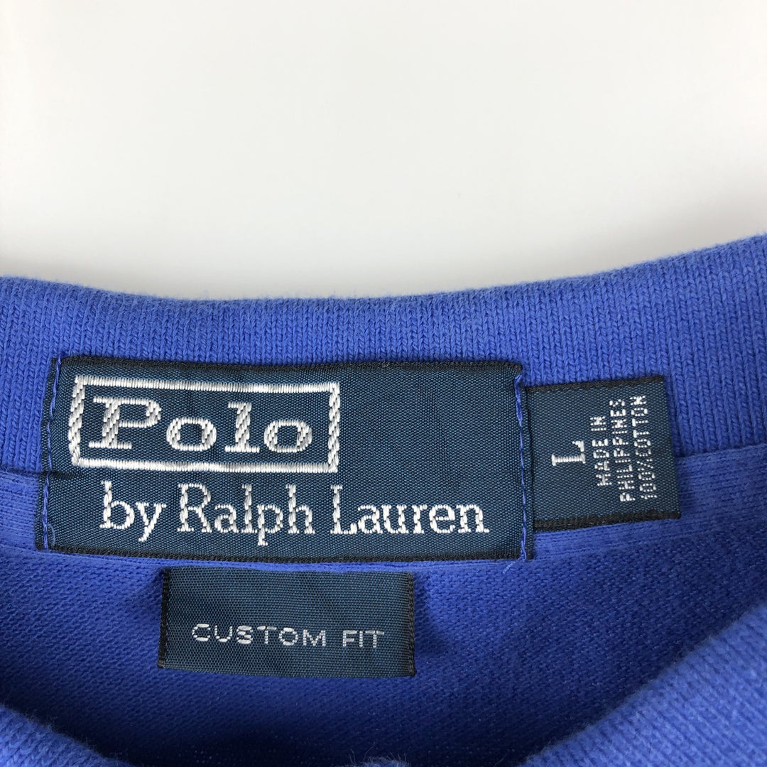 Ralph Lauren POLO by Ralph Lauren CUSTOM FIT short sleeve polo shirt, men's size L cotton Purple type blue-purple Vintage Second Hand