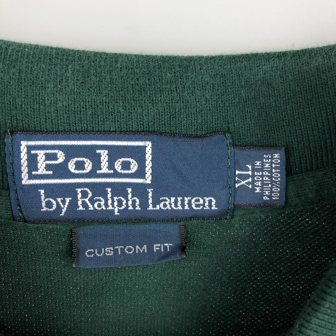 Ralph Lauren POLO by Ralph Lauren CUSTOM FIT short sleeve polo shirt, men's XL size cotton green type Vintage Second Hand