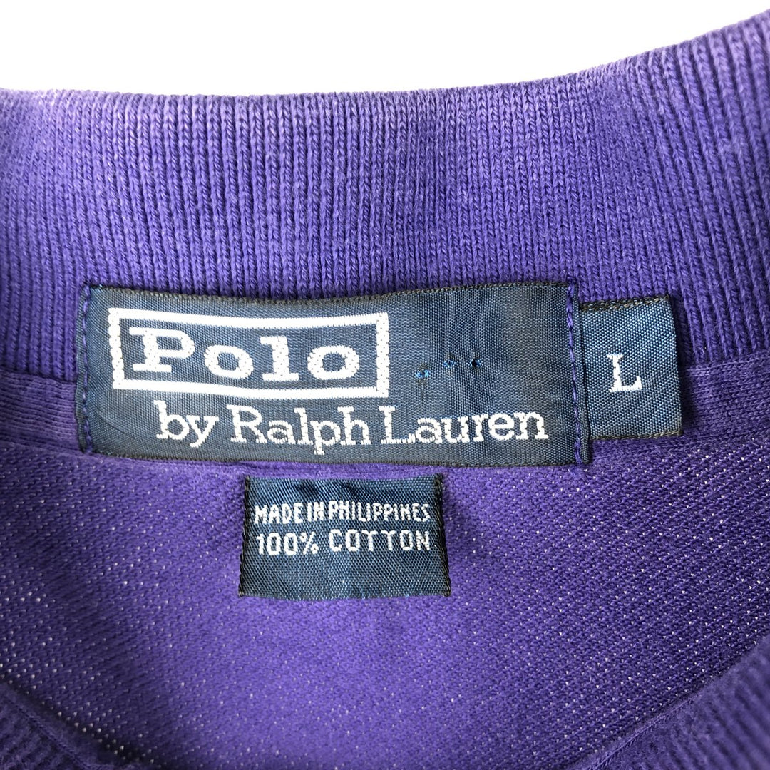 Ralph Lauren POLO by Ralph Lauren long sleeve polo shirt, men's size L cotton Purple type blue-purple Vintage Second Hand