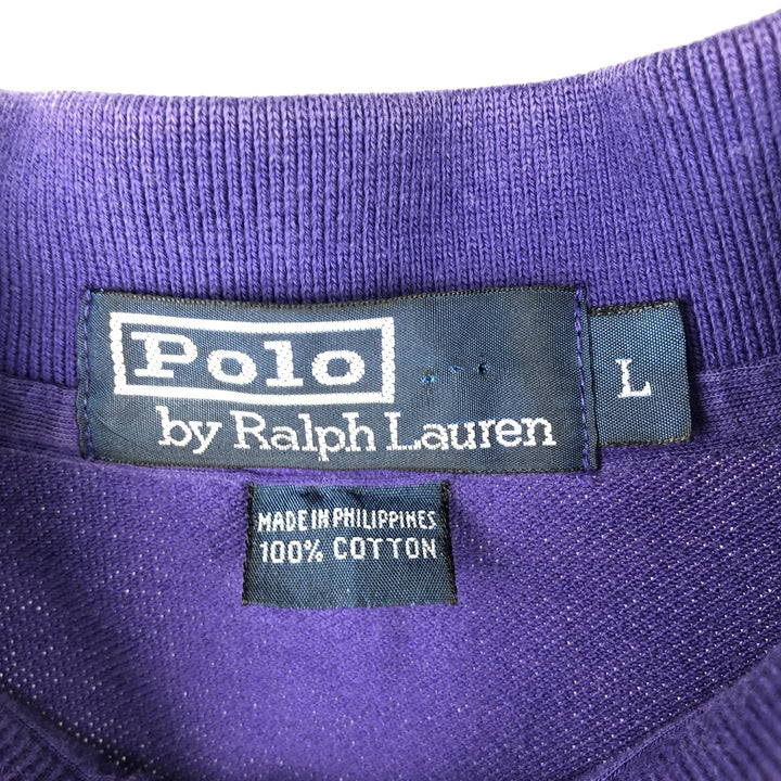 Ralph Lauren POLO by Ralph Lauren long sleeve polo shirt, men's size L cotton Purple type blue-purple Vintage Second Hand