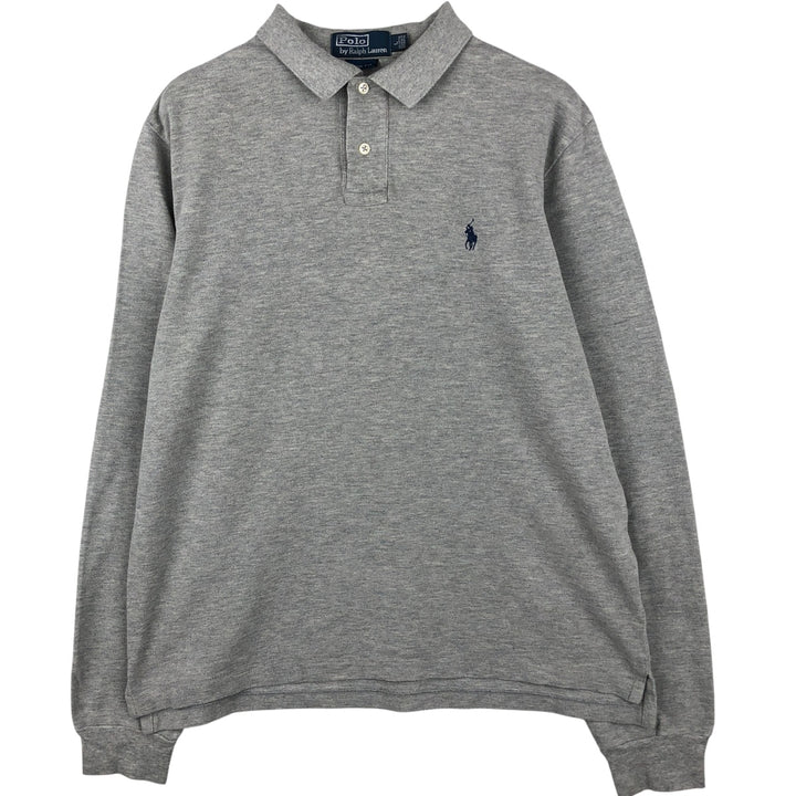 Ralph Lauren POLO by Ralph Lauren Slim Fit Long Sleeve Polo Shirt, Men's Size L cotton gray type Vintage Second Hand