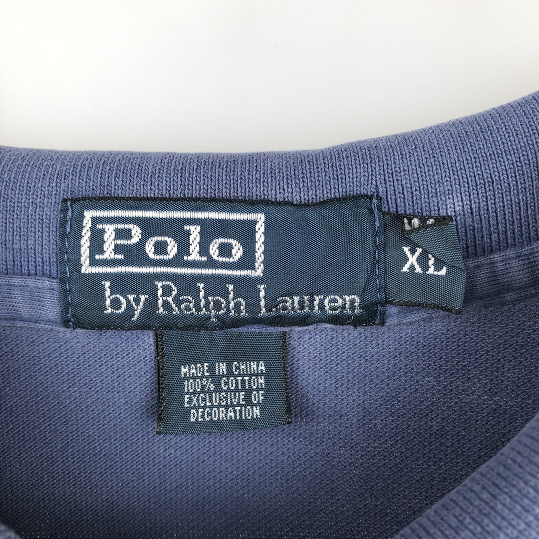 Ralph Lauren POLO by Ralph Lauren long sleeve polo shirt, men's XL size cotton blue type Vintage Second Hand