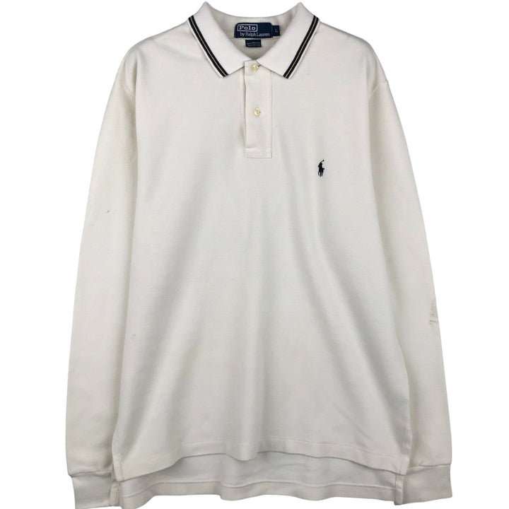 Ralph Lauren POLO by Ralph Lauren long sleeve polo shirt, men's size L cotton pale white type Vintage Second Hand