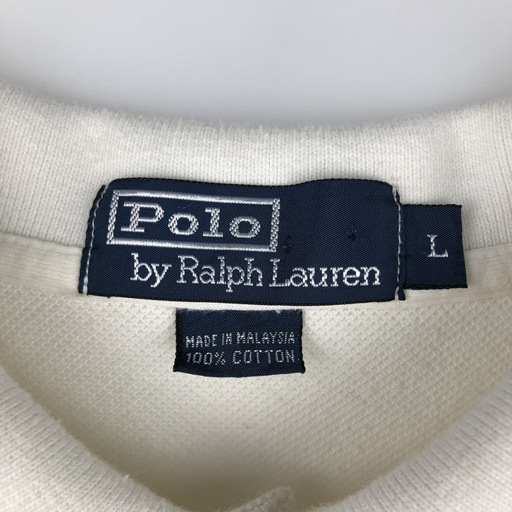 Ralph Lauren POLO by Ralph Lauren long sleeve polo shirt, men's size L cotton pale white type Vintage Second Hand