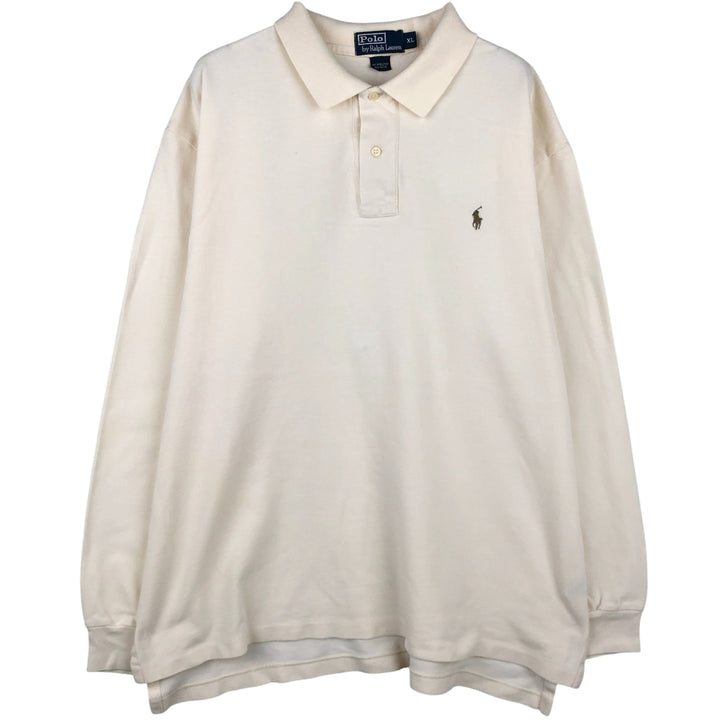 Ralph Lauren POLO by Ralph Lauren long sleeve polo shirt, men's XL size cotton pale white type Vintage Second Hand