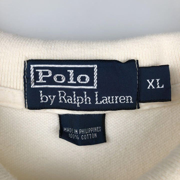 Ralph Lauren POLO by Ralph Lauren long sleeve polo shirt, men's XL size cotton pale white type Vintage Second Hand