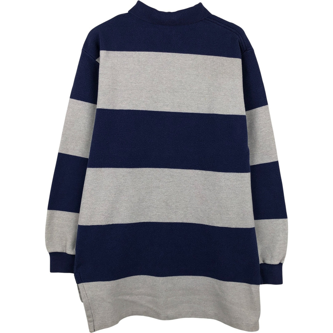 Vintage 90'S Ralph Lauren POLO by Ralph Lauren long-sleeved striped polo shirt, made in the USA, size L, men's cotton gray type Vintage Second Hand