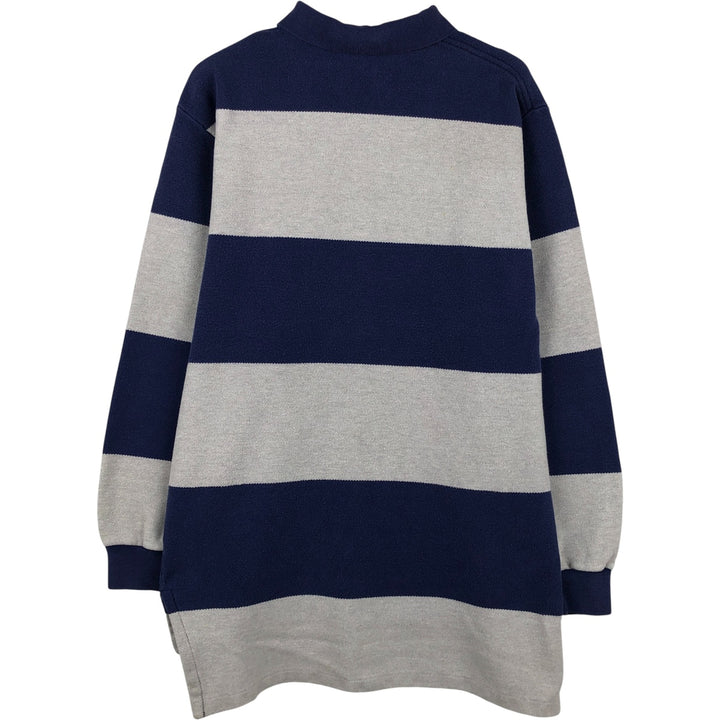 Vintage 90'S Ralph Lauren POLO by Ralph Lauren long-sleeved striped polo shirt, made in the USA, size L, men's cotton gray type Vintage Second Hand