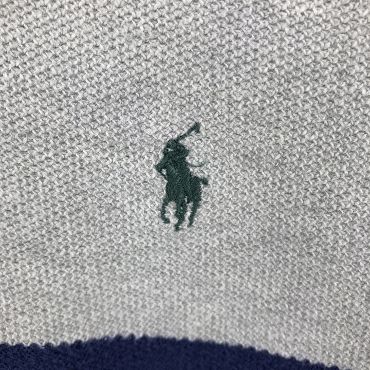 Vintage 90'S Ralph Lauren POLO by Ralph Lauren long-sleeved striped polo shirt, made in the USA, size L, men's cotton gray type Vintage Second Hand