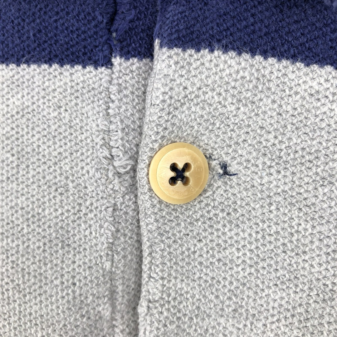 Vintage 90'S Ralph Lauren POLO by Ralph Lauren long-sleeved striped polo shirt, made in the USA, size L, men's cotton gray type Vintage Second Hand