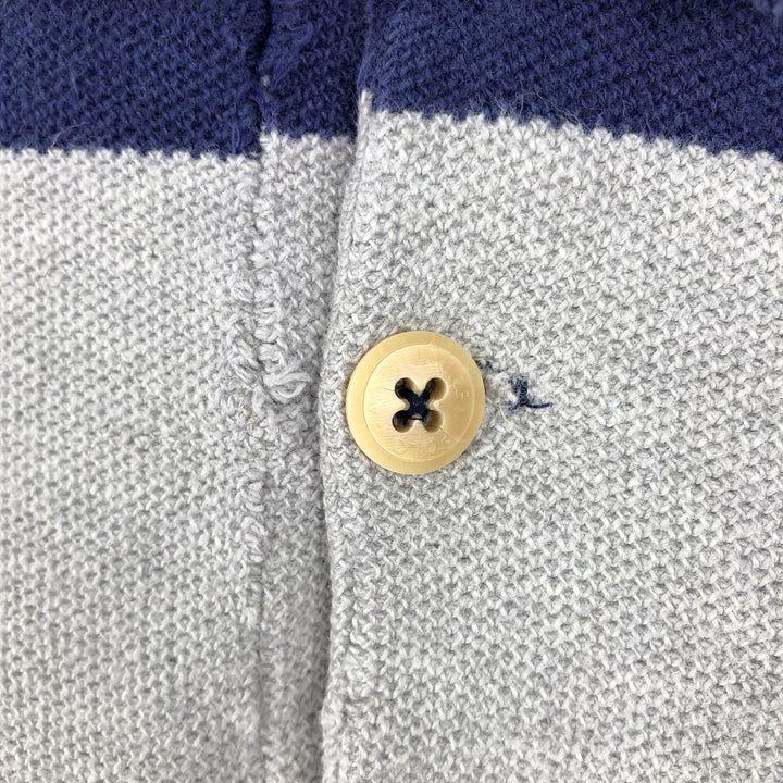Vintage 90'S Ralph Lauren POLO by Ralph Lauren long-sleeved striped polo shirt, made in the USA, size L, men's cotton gray type Vintage Second Hand