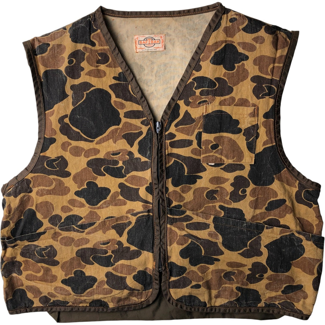 Vintage 1970'S SAFTBAK Duck Hunter Camo Hunting Vest, Men's Size XL unclear Khaki type Vintage Second Hand