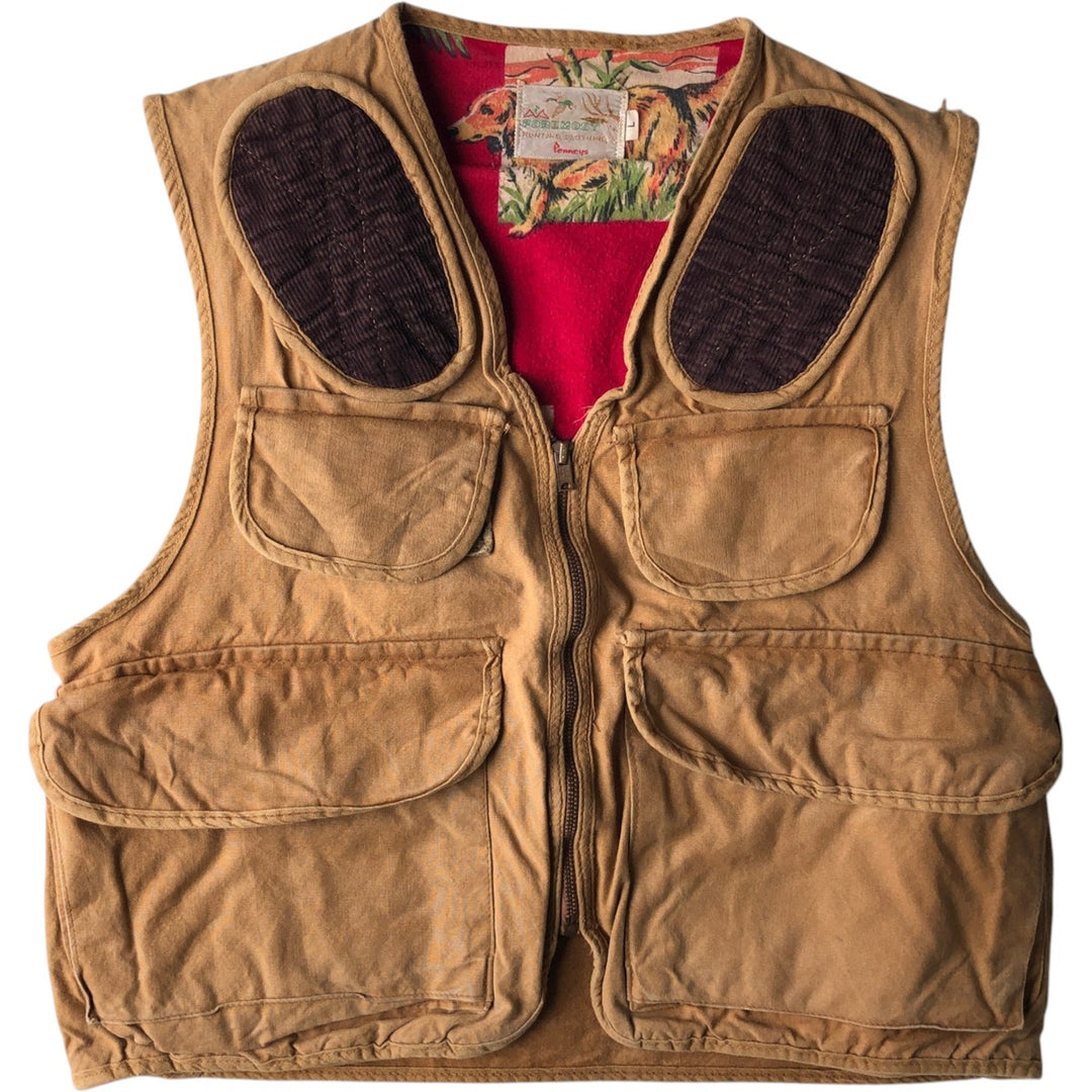 Vintage 1960'S Penney's FOREMOST duck hunting vest, size L, men's unclear brown type Vintage Second Hand
