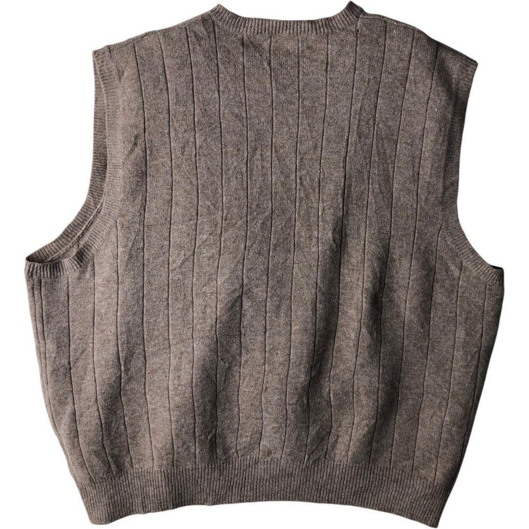 Ralph Lauren POLO by Ralph Lauren V-neck wool knit vest, men's size XL Lamb wool Beige type Vintage Second Hand