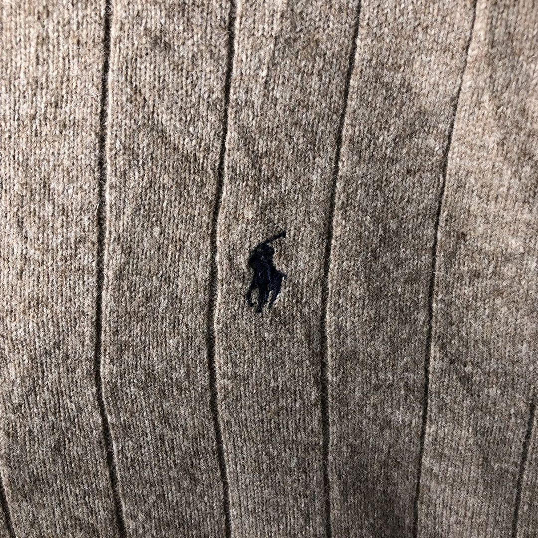 Ralph Lauren POLO by Ralph Lauren V-neck wool knit vest, men's size XL Lamb wool Beige type Vintage Second Hand