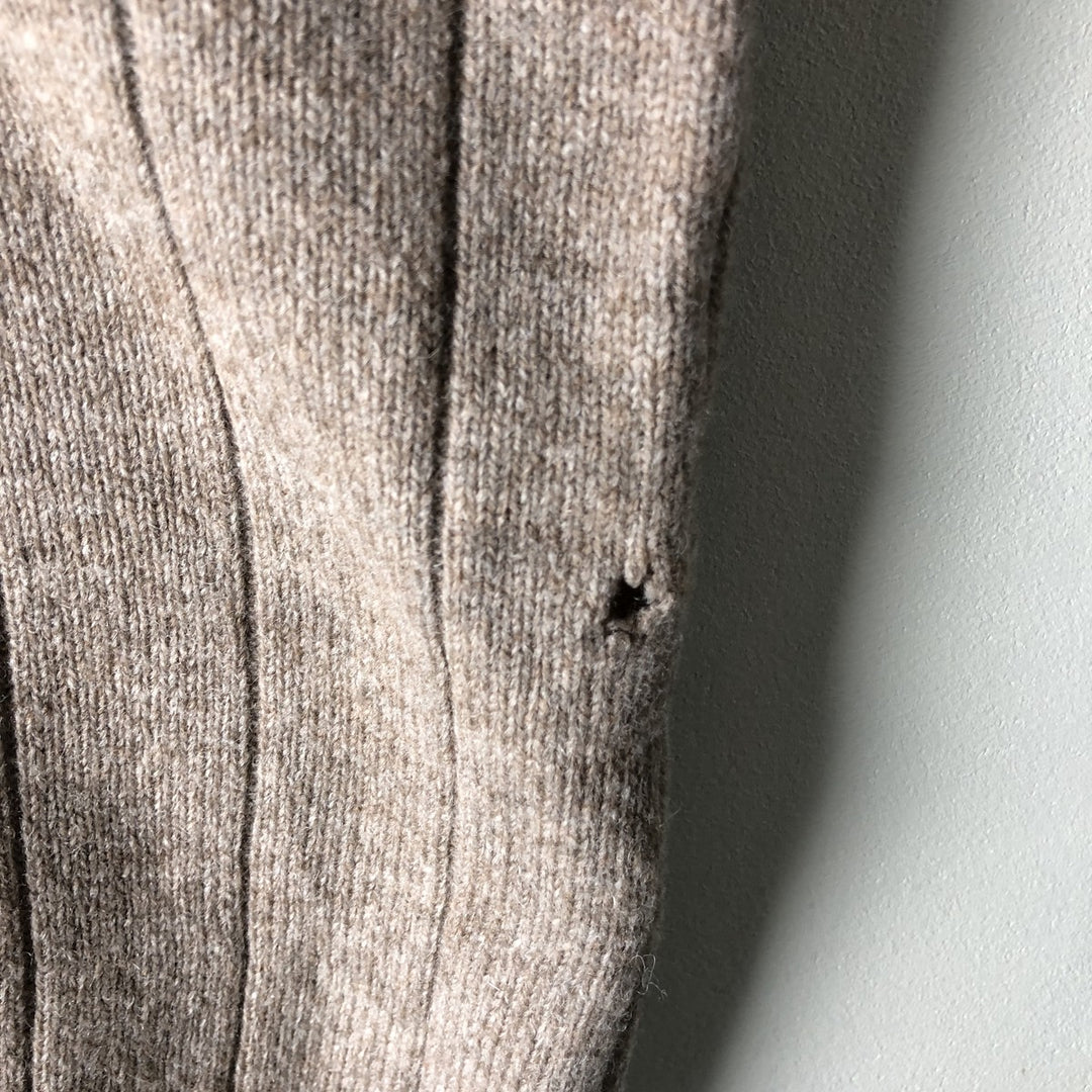 Ralph Lauren POLO by Ralph Lauren V-neck wool knit vest, men's size XL Lamb wool Beige type Vintage Second Hand