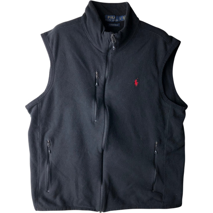 Ralph Lauren POLO RALPH LAUREN fleece vest, men's size XL polyester black type Vintage Second Hand